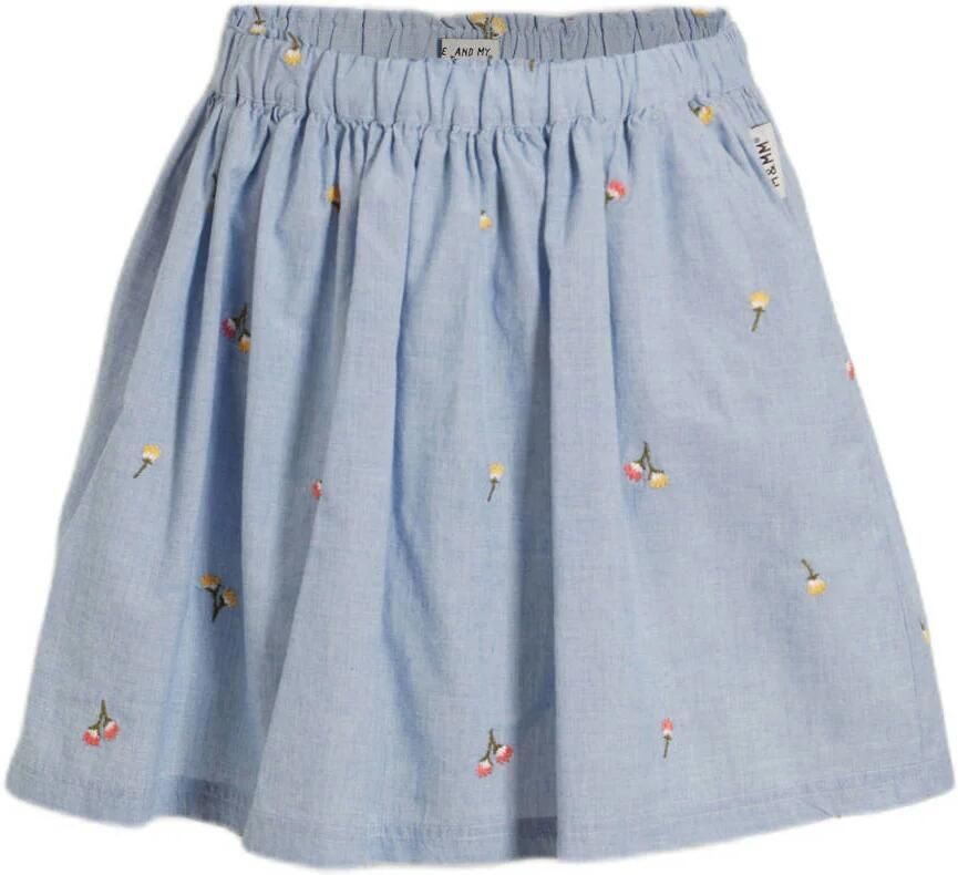 Me & My Monkey chambray rok Pluba lichtblauw Meisjes Katoen Bloemen 164
