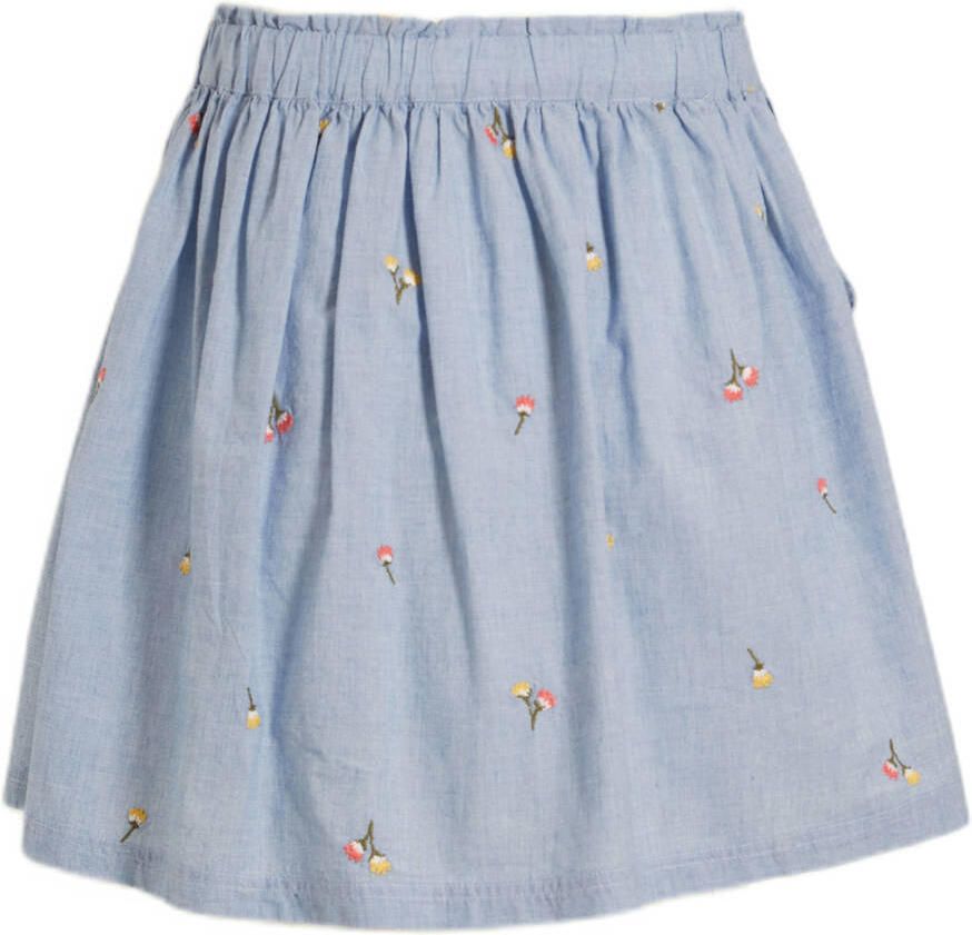 Me & My Monkey chambray rok Pluba lichtblauw Meisjes Katoen Bloemen 164 - Foto 2