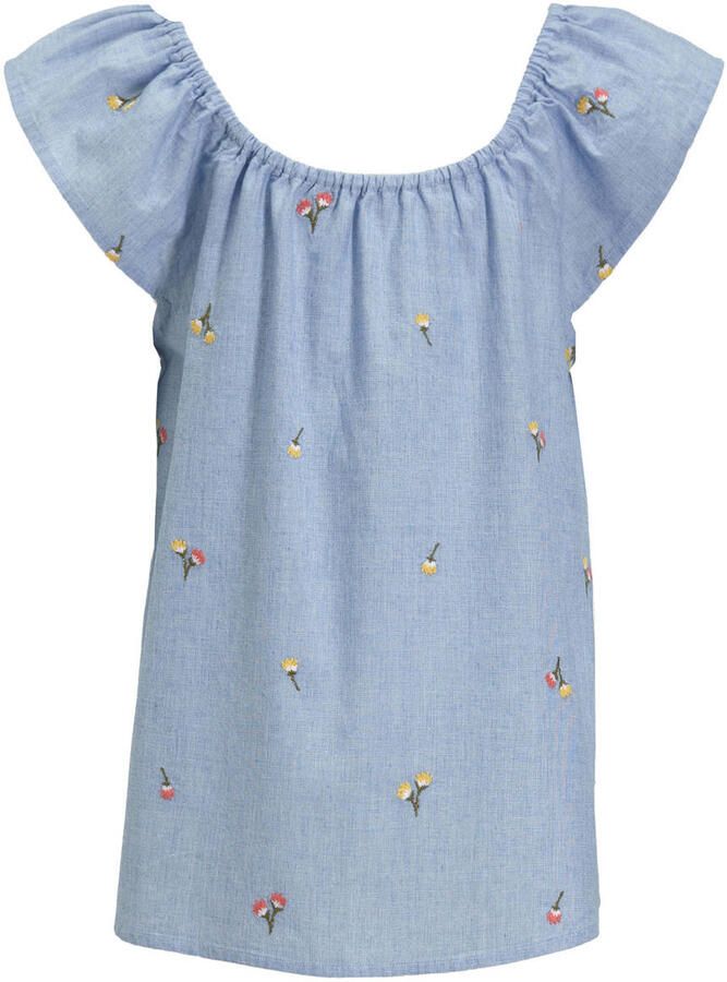 Me & My Monkey chambray top Polly lichtbkauw Blauw Meisjes Katoen Ronde hals 128