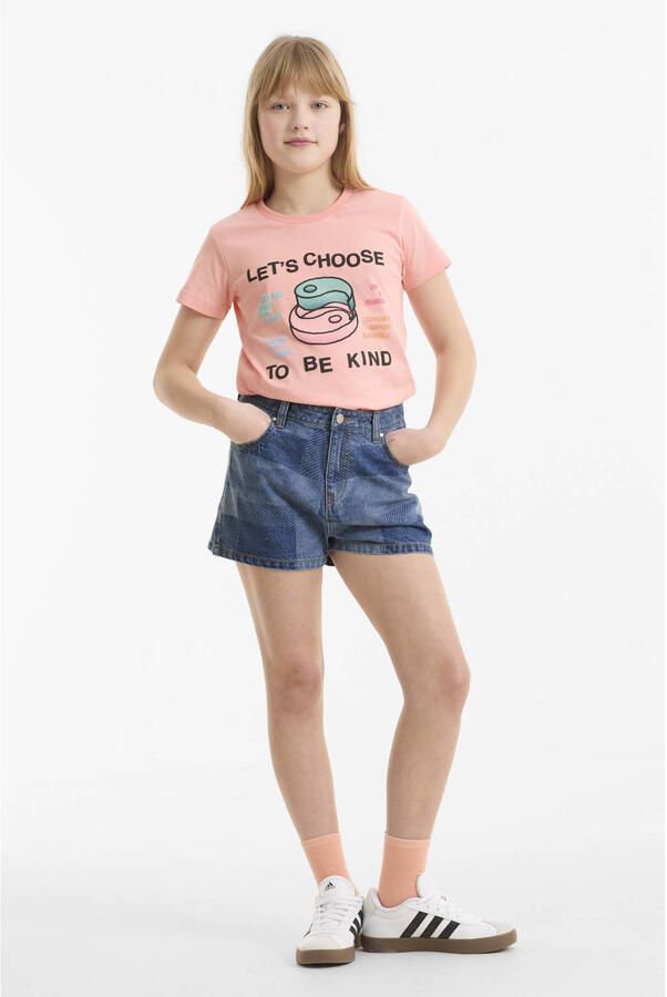 Me & My Monkey denim patchwork short Jill blauw