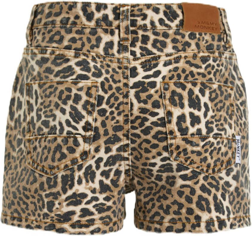Me & My Monkey denim short met panterprint Novi bruin zwart - Foto 2