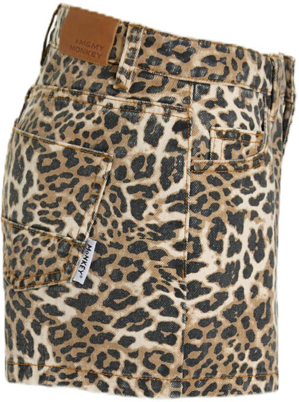 Me & My Monkey denim short met panterprint Novi bruin zwart - Foto 4