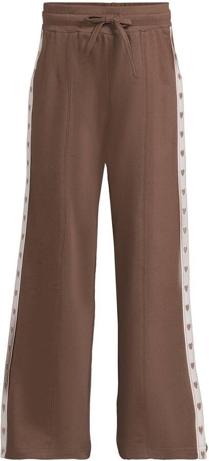 Me & My Monkey gestreepte joggingbroek met hartjes bruin Meisjes Sweat - Foto 2