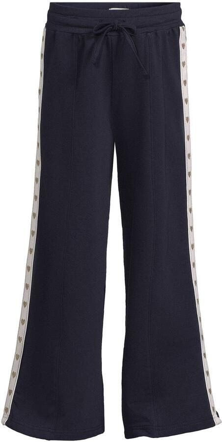 Me & My Monkey gestreepte joggingbroek met hartjes donkerblauw