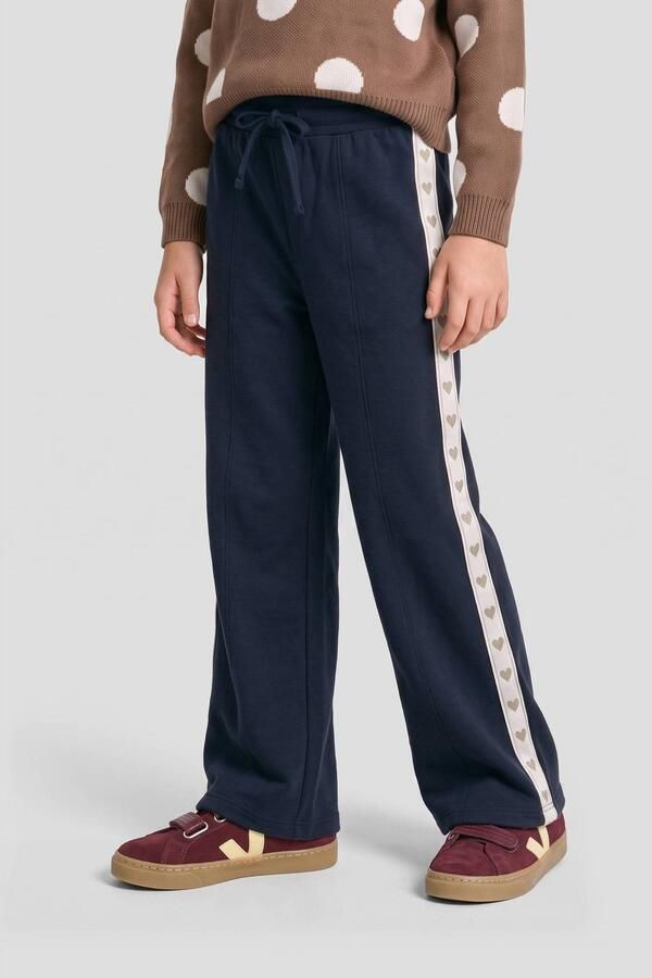 Me & My Monkey gestreepte joggingbroek met hartjes donkerblauw Meisjes Sweat - Foto 2