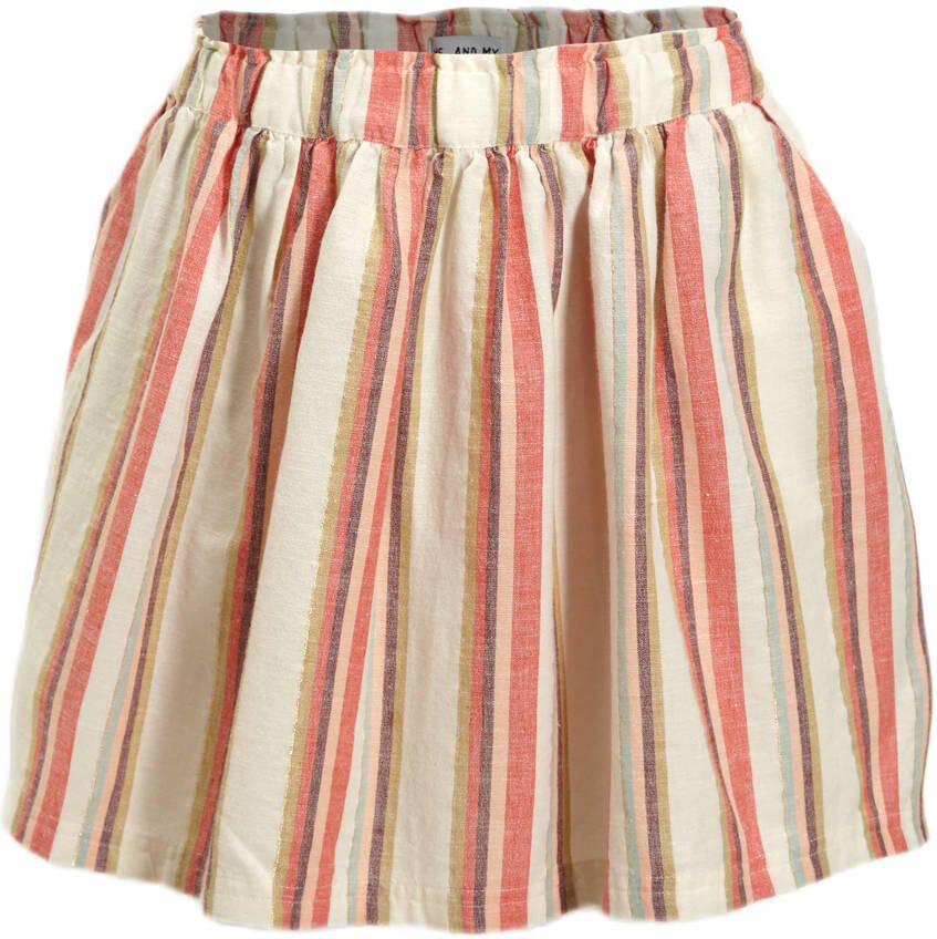 Me & My Monkey gestreepte rok Pluba multi Meisjes Katoen Bloemen 104