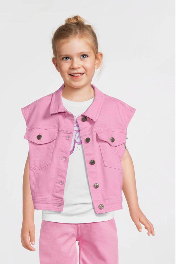 Me & My Monkey gilet Madelon prism pink Roze Meisjes Stretchdenim Klassieke kraag 104 - Foto 4