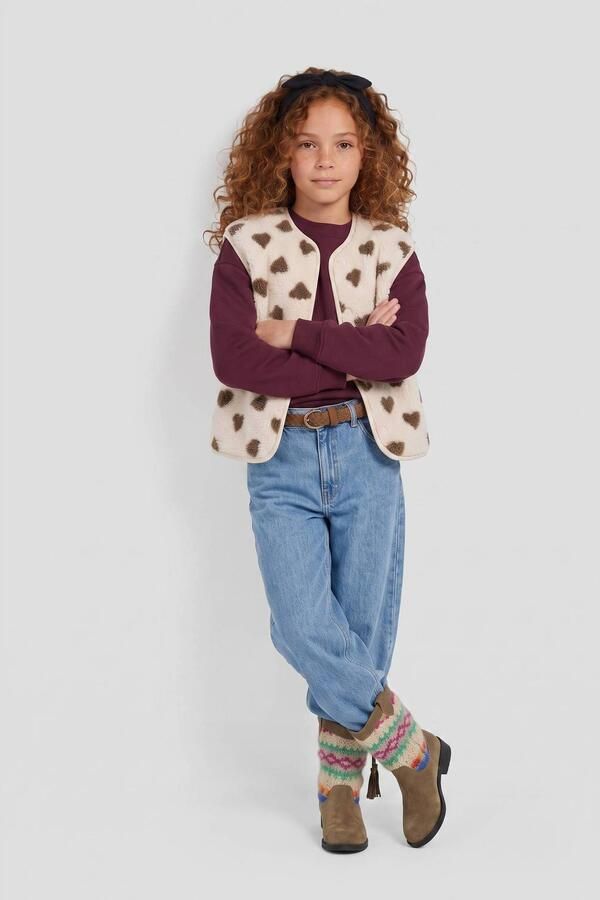 Me & My Monkey gilet met hartjes beige bruin Meisjes Polyester Ronde hals - Foto 2