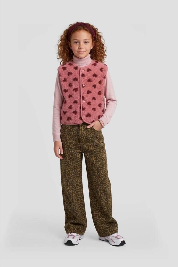 Me & My Monkey gilet met hartjes roze Meisjes Polyester Ronde hals Hartjes