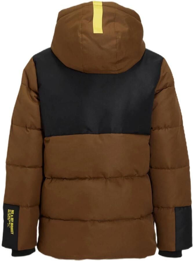 Me & My Monkey hooded puffer jas bruin
