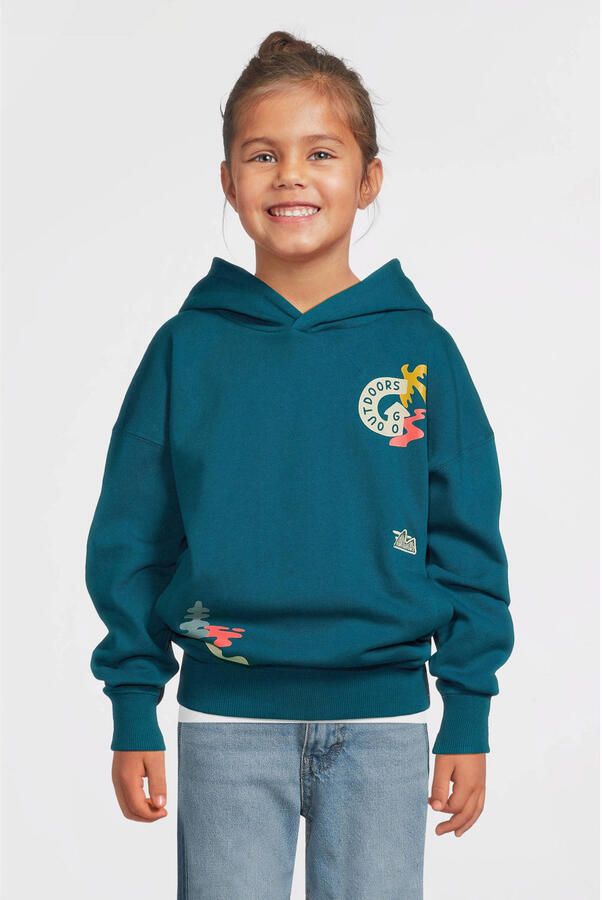 Me & My Monkey hoodie Ava met printopdruk groen - Foto 3