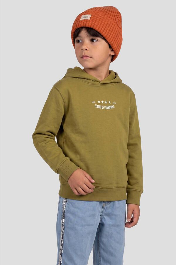 Me & My Monkey hoodie met backprint olijfgroen Sweater Jongens Katoen Capuchon - Foto 3