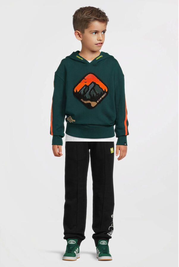 Me & My Monkey hoodie met patch donkergroen - Foto 4