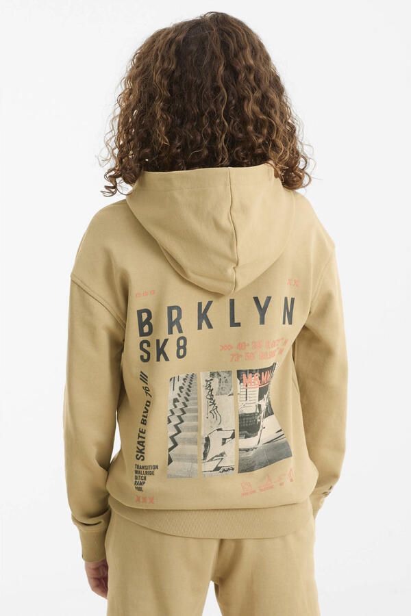 Me & My Monkey hoodie met printopdruk beige - Foto 4