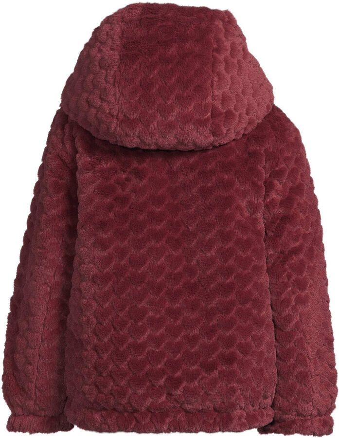 Me & My Monkey reversible imitatiebont winterjas donkerrood Effen