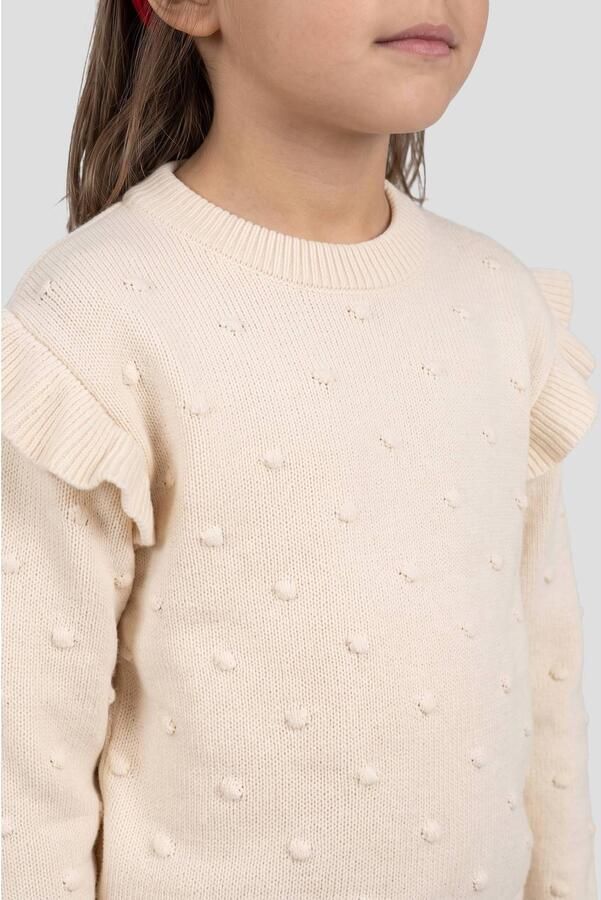 Me & My Monkey katoenen sweater met ruches beige Trui Effen - Foto 3