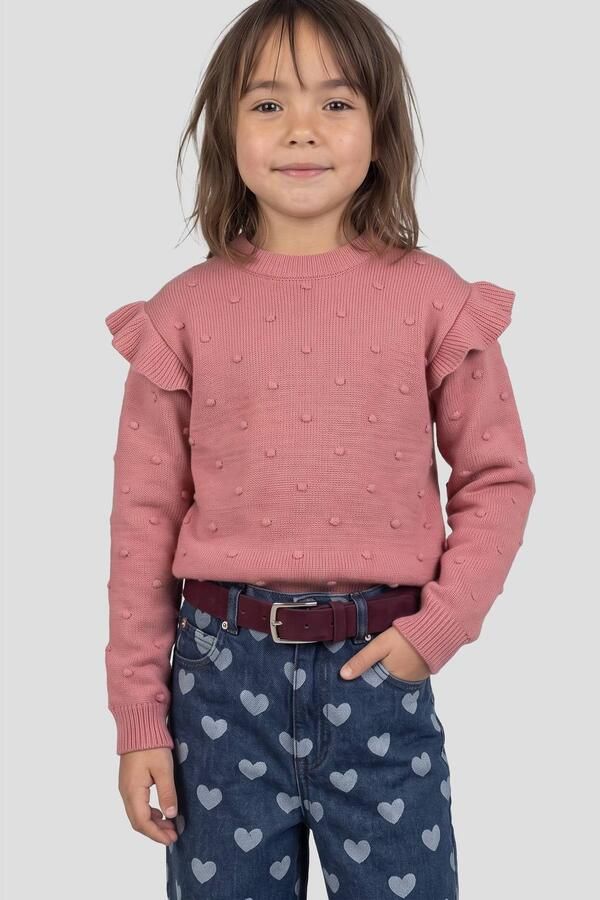 Me & My Monkey katoenen sweater met ruches roze Trui Effen