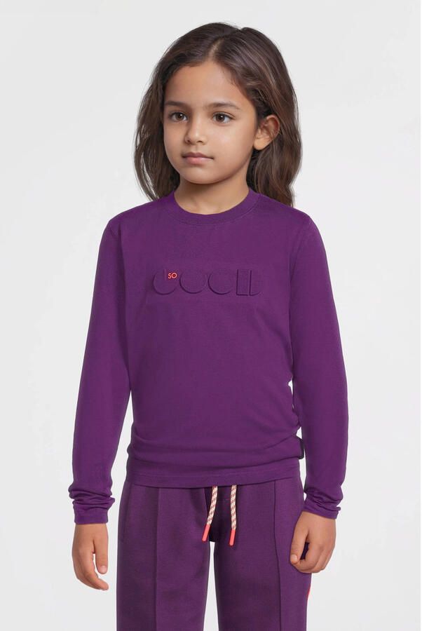 Me & My Monkey longsleeve met 3D tekst printopdruk donkerpaars - Foto 3