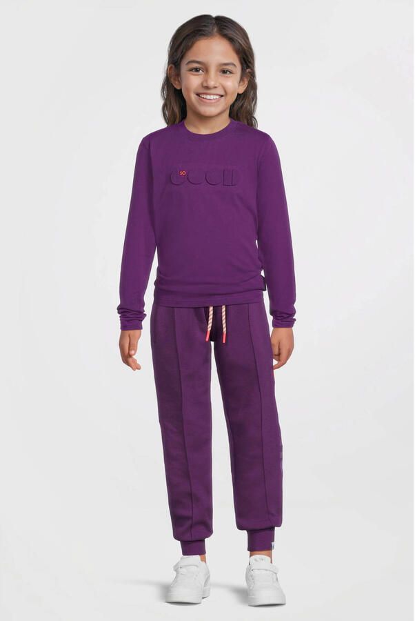 Me & My Monkey longsleeve met 3D tekst printopdruk donkerpaars - Foto 4