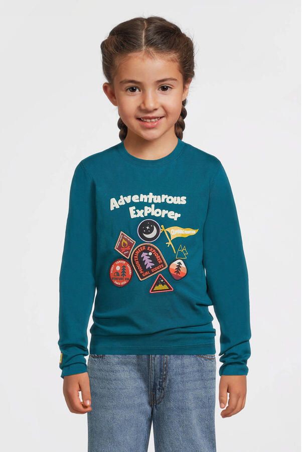 Me & My Monkey longsleeve met badge petrol - Foto 3