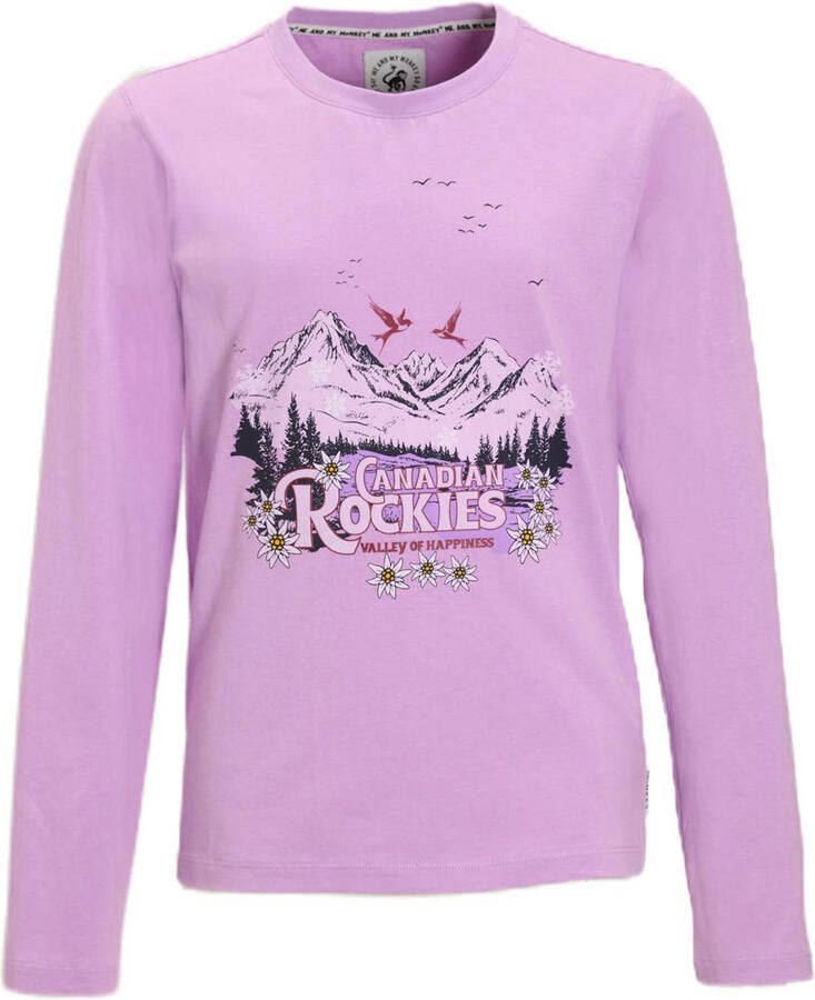Me & My Monkey longsleeve met printopdruk paars