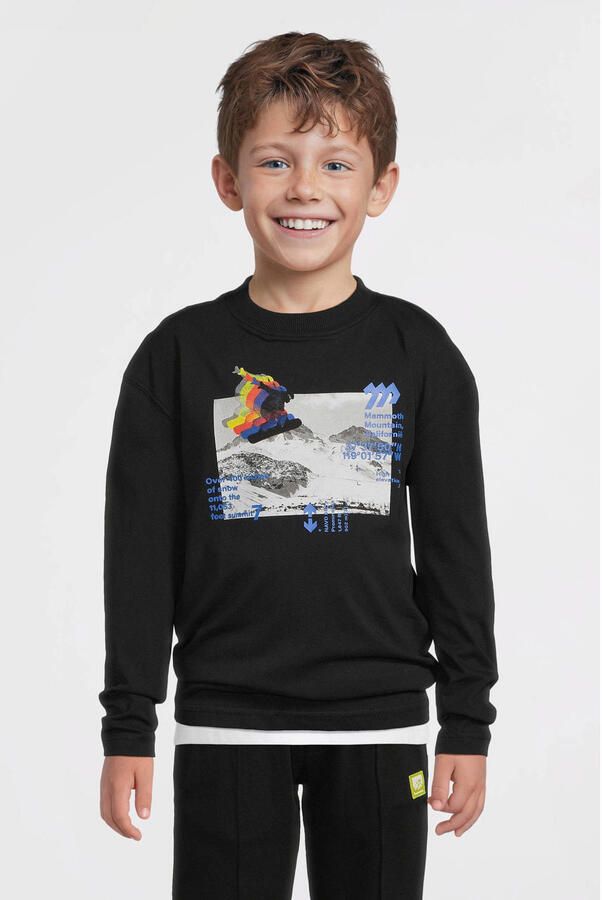 Me & My Monkey longsleeve met snowboardprint zwart - Foto 3