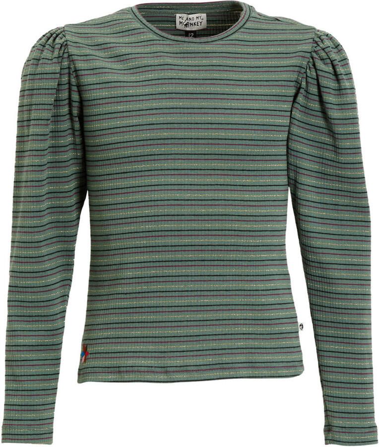 Me & My Monkey longsleeve Runa groen blauw roze goud gestreept