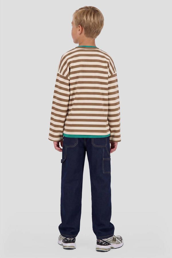 Me & My Monkey loose fit jeans donkerblauw Jongens Stretchdenim Effen