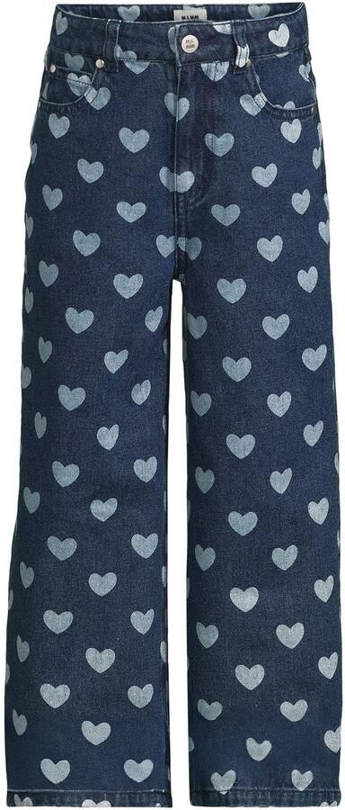 Me & My Monkey loose fit jeans met hartjes donkerblauw Meisjes Denim