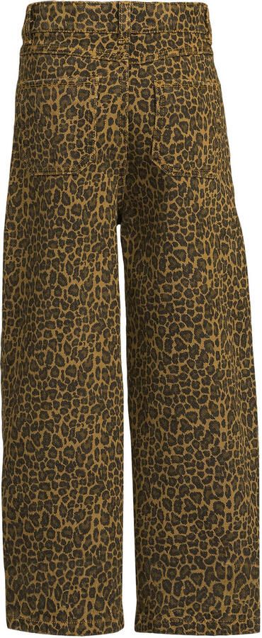Me & My Monkey loose fit jeans met panterprint bruin Meisjes Denim Panterprint