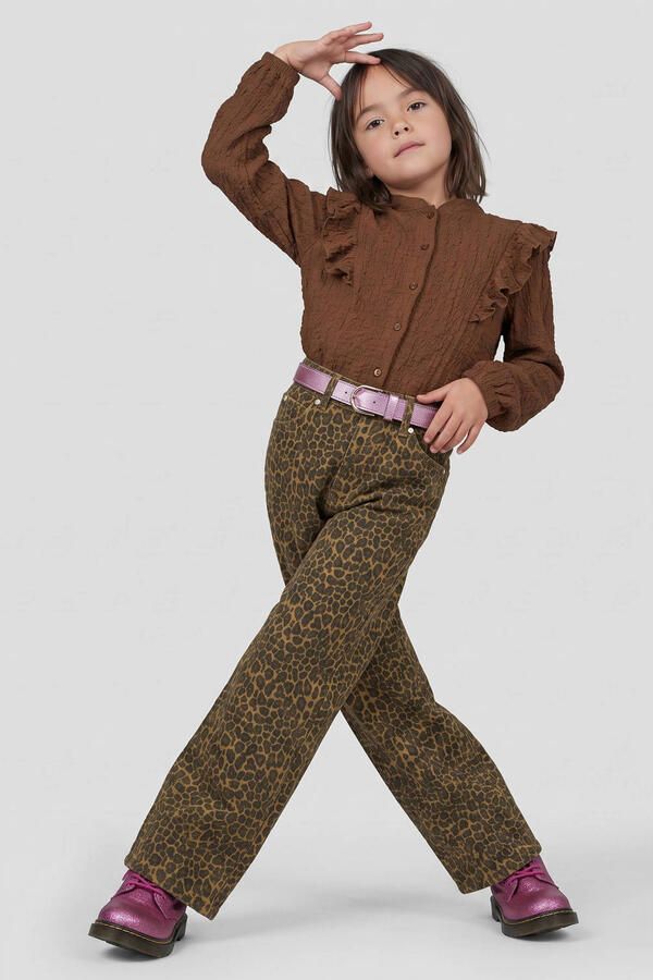 Me & My Monkey loose fit jeans met panterprint bruin Meisjes Denim Panterprint - Foto 2