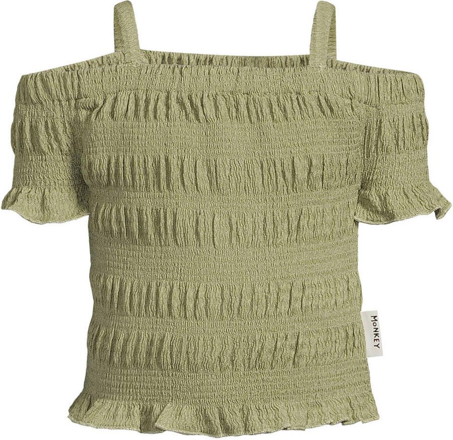 Me & My Monkey off shoulder top groen met textuur