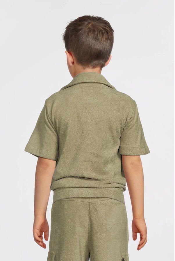 Me & My Monkey overhemd van badstof khaki Groen Jongens Katoen Klassieke kraag