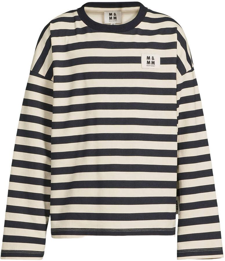 Me & My Monkey oversized gestreepte longsleeve donkerblauw offwhite - Foto 2