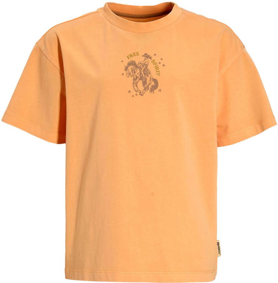 Me & My Monkey oversized T-shirt Luna met backprint oranje