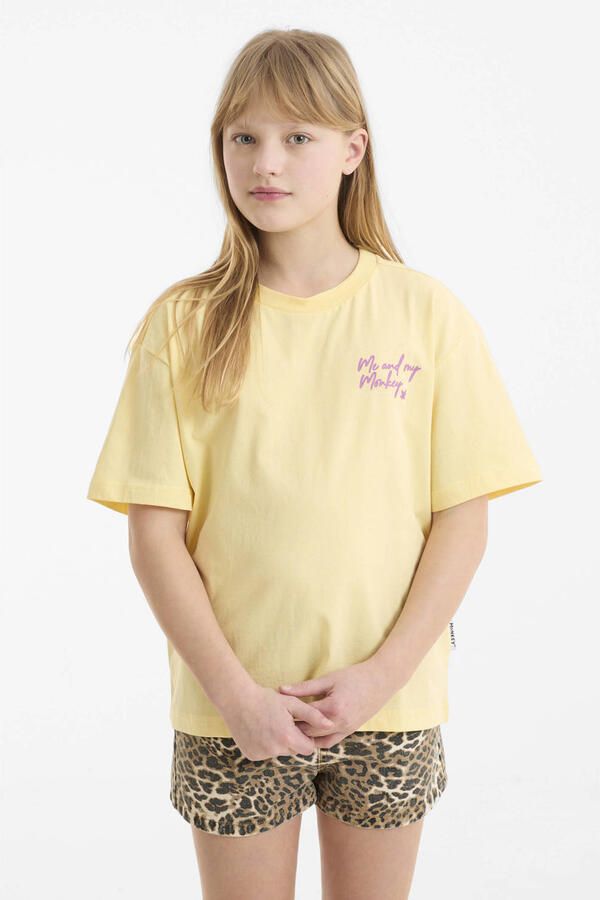 Me & My Monkey oversized T-shirt met printopdruk geel - Foto 2