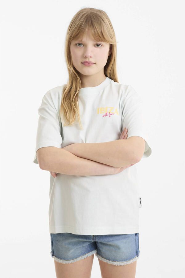 Me & My Monkey Oversized T-shirt met printopdruk lichtblauw - Foto 3