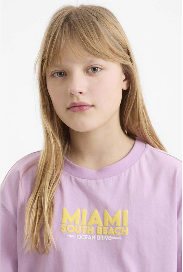 Me & My Monkey oversized T-shirt met printopdruk paars - Foto 3