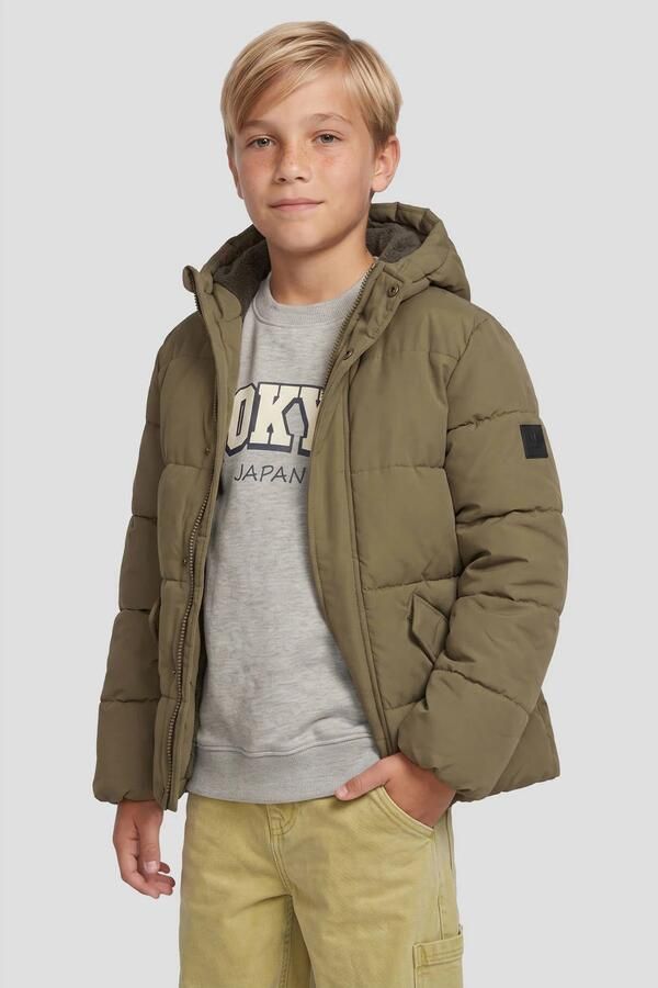 Me & My Monkey pufferjas kaki Groen Jongens Polyester Capuchon Effen