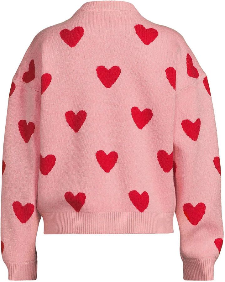 Me & My Monkey rechtvallende gebreide trui met hartjes lichtroze Meisjes Viscose Ronde hals