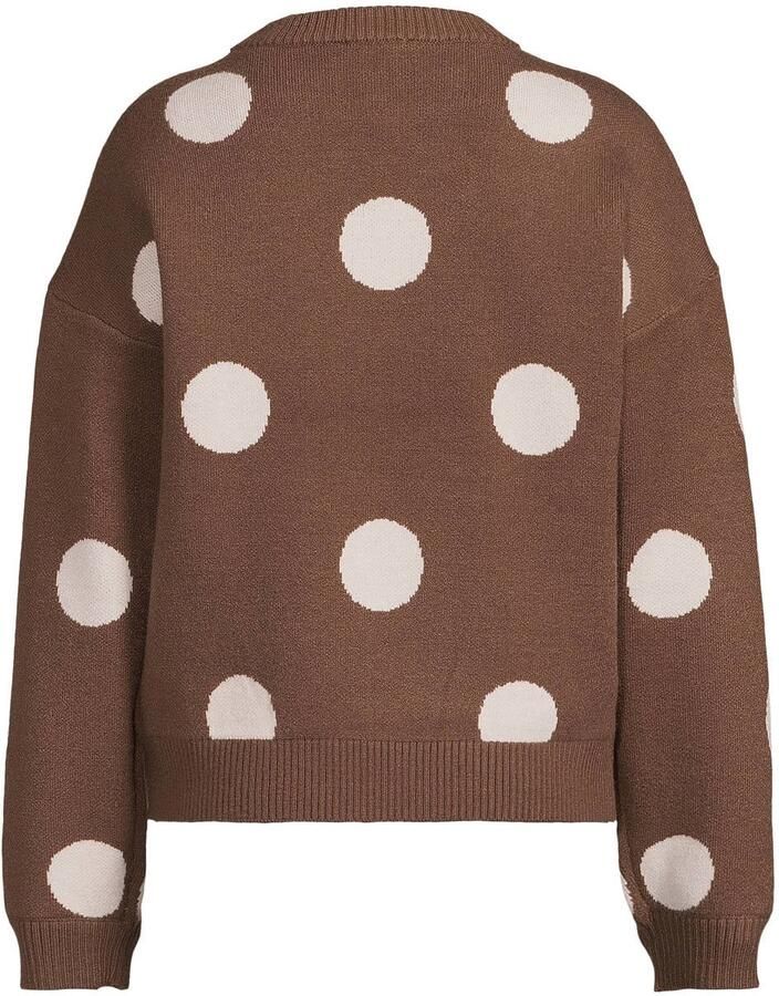 Me & My Monkey rechtvallende gebreide trui met stippen donkerbruin Meisjes Viscose Ronde hals
