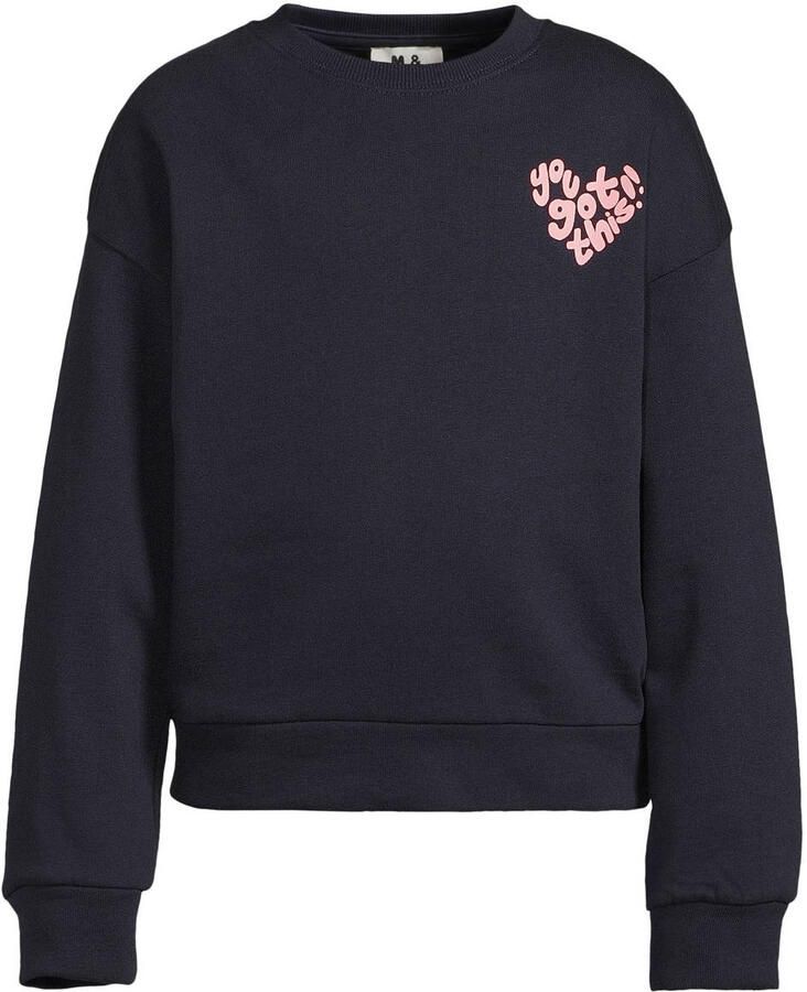 Me & My Monkey rechtvallende sweater met backprint donkerblauw Meisjes Katoen Ronde hals