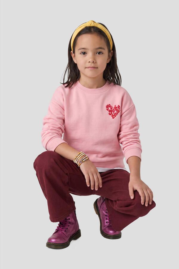 Me & My Monkey rechtvallende sweater met backprint Roze Meisjes Katoen Ronde hals - Foto 2