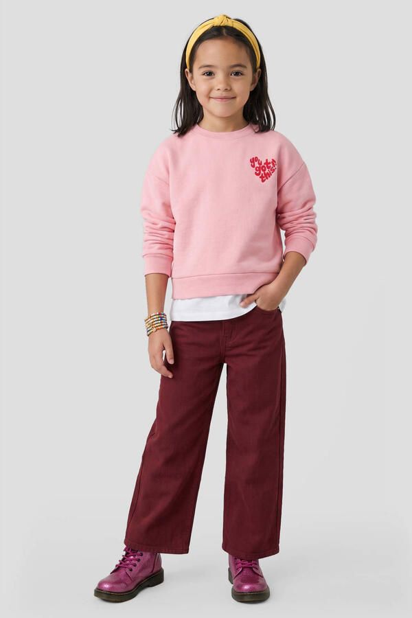 Me & My Monkey rechtvallende sweater met backprint Roze Meisjes Katoen Ronde hals - Foto 3