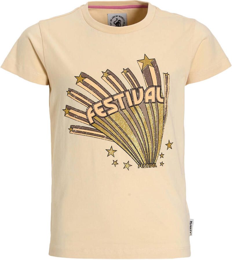 Me & My Monkey regular T-shirt Chloe ecru met glitter