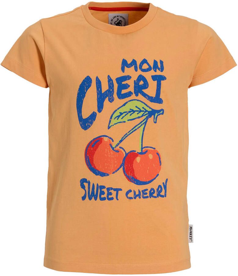 Me & My Monkey regular T-shirt Ruby met backprint oranje