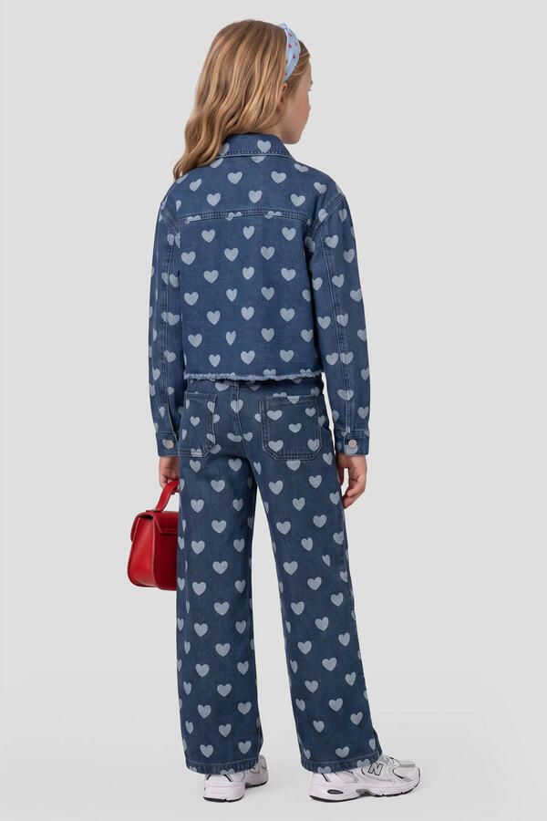 Me & My Monkey spijkerjas met hartjes donkerblauw Meisjes Denim Klassieke kraag