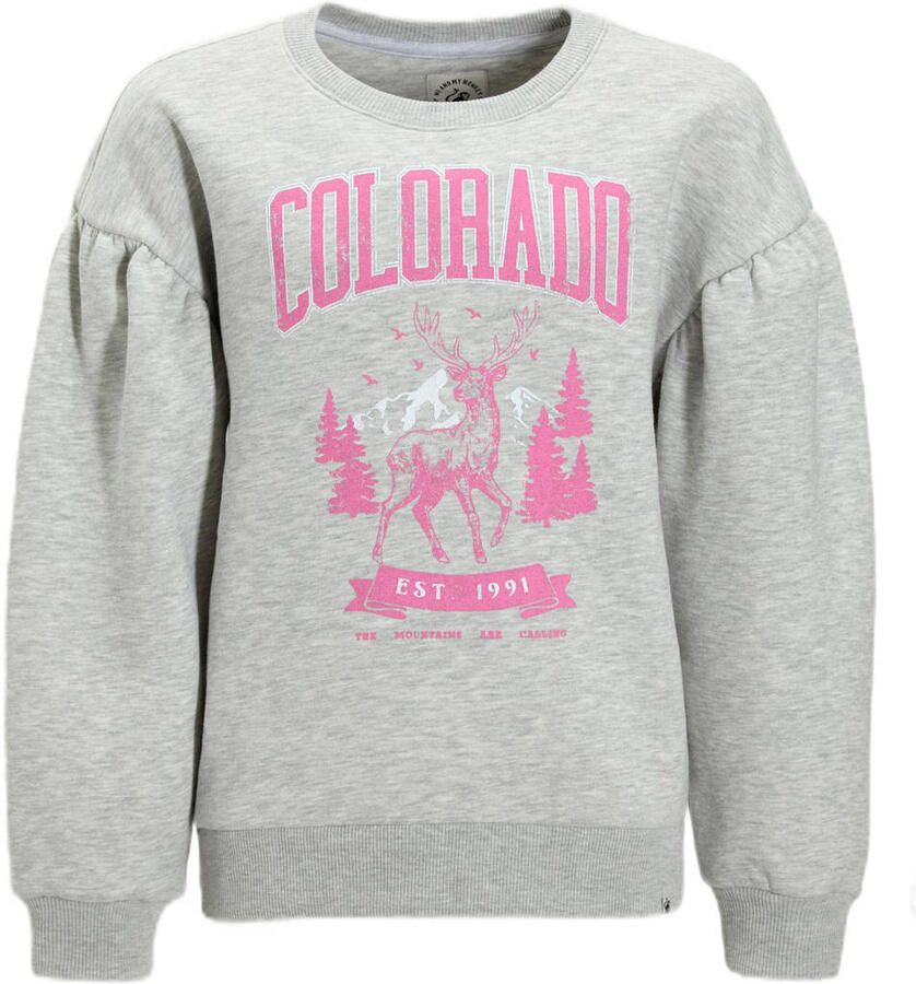 Me & My Monkey sweater Emma met printopdruk grijs melange