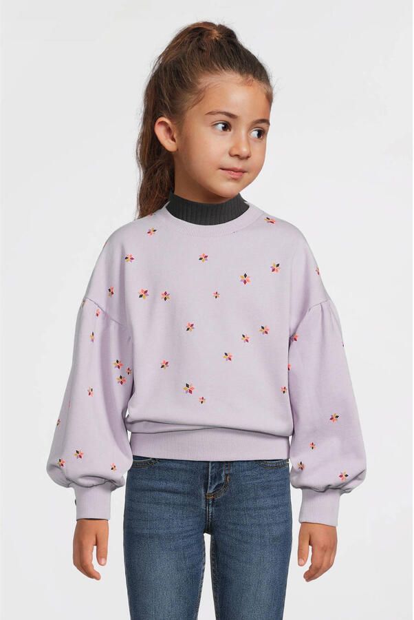 Me & My Monkey sweater met bloemenprint lichtpaars - Foto 2