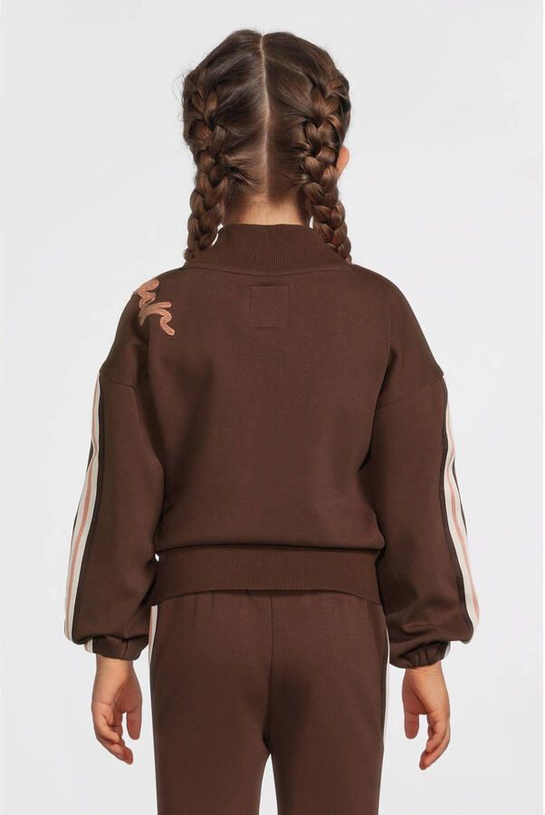 Me & My Monkey sweater met borduursel donkerbruin - Foto 4